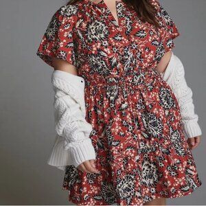 Anthropologie The Somerset Mini Dress- XL Brown Motif